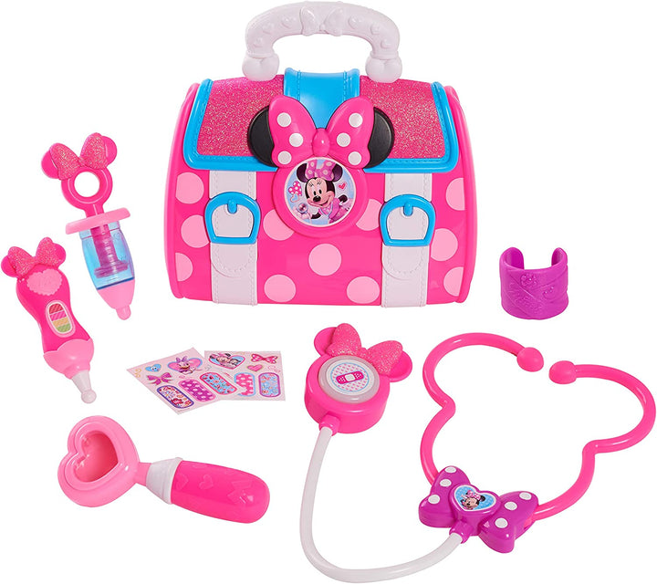 Disney Junior Minnie Mouse Bow-Care 8-Piece Doctor Kit for Toddlers Ages 3-5 Lights and Sounds Stethescope, Officially Licensed, Pink, Preschool Pretend Play Kids, Kids Toys for Ages 3 up by