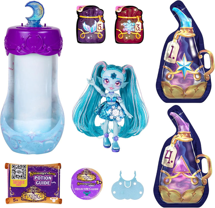 Pixlings Shimmerverse Series, Create & Mix Magic Potion to Magically Reveal Marena the Ice Mermaid, This Beautiful 6.5" Shimmerverse Pixling Fashion Doll Appears inside the Potion Bottle