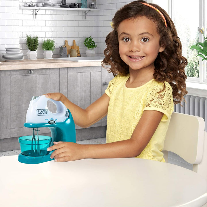 Junior Hand Mixer Role Play Pretend Kitchen Appliance for Kids with Realistic Action, Light and Sound - plus Mixing Bowl and Two Mixing Modes for Imaginary Cooking Fun