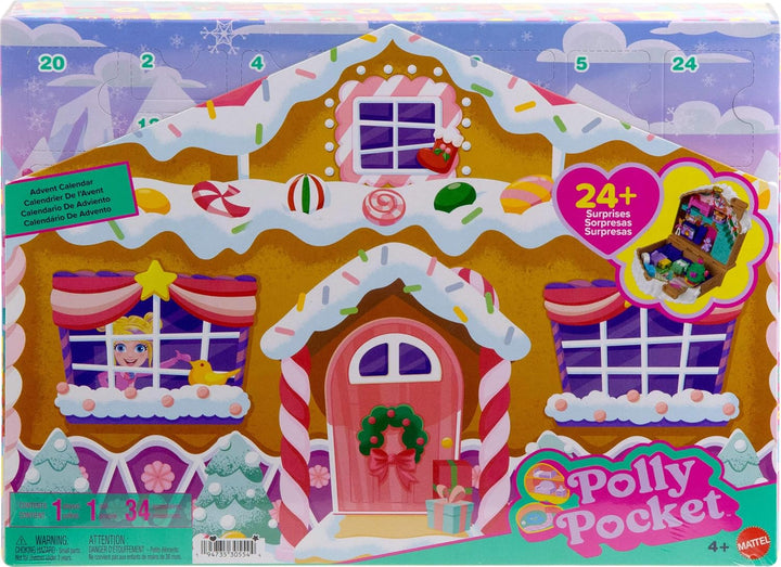 Doll Advent Calendar, DIY Gingerbread House Playset with 24+ Surprises, Dollhouse Furniture, and Holiday Accessories