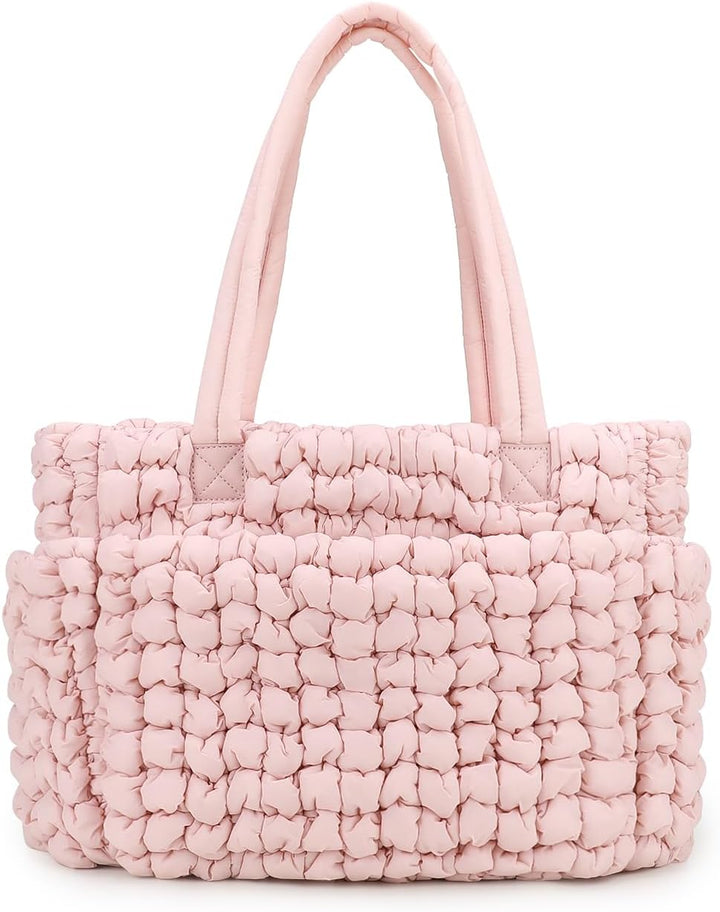 Puffer Tote Diaper Bag for Women, Multifunction Lightweight Fashion Quilted Mommy Tote Bag