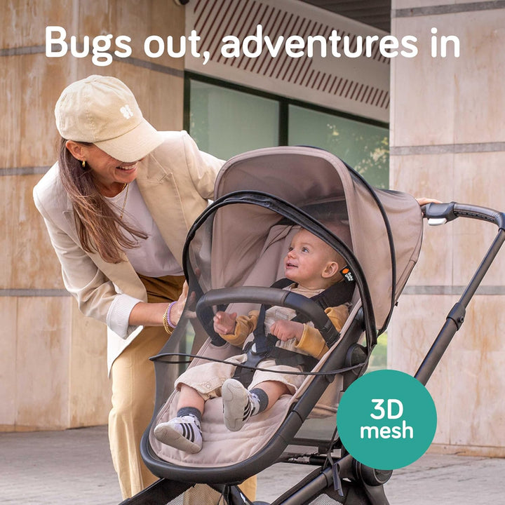 Baby Mosquito Net for Stroller - Universal Stroller Mosquito Net Cover, Breathable & Tear-Resistant 3D Mesh Insect Netting with Zip-Up Window (+ Travel Bag)