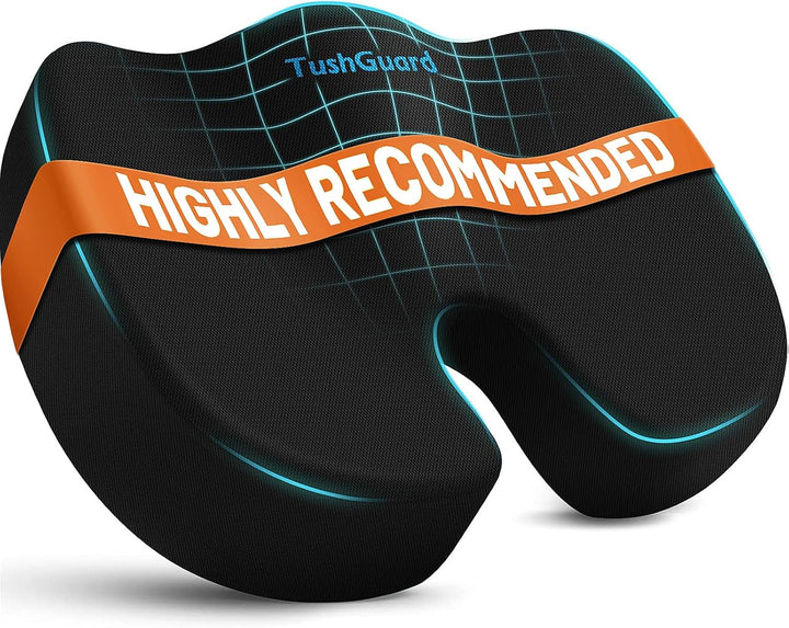 Seat Cushion for Office Chair Memory Foam Non-Slip Cushion Back, Relief Chair Pad, Butt Pillow for Office Chair, Car, Computer Desk, Black