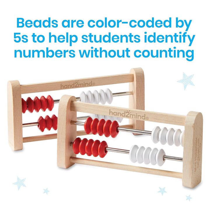 20-Bead Wooden Rekenrek Abacus, Colored Abacus for Kids Math, Wooden Counting Math Manipulatives, Bead Counters for Kids Math, Learn Counting and Numbers, Homeschool Supplies (Set of 4)