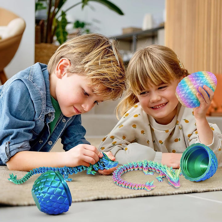12" 3D Printed Dragon Egg, Cool 3D Printer Articulated Crystal Dragon Toy for Boys Kid Teen, Animals Fidget Toy Dinosaur Eggs for 5-7 4-6 8-12 Year Old Boys Kid Girls (Laser Green-12Inch)