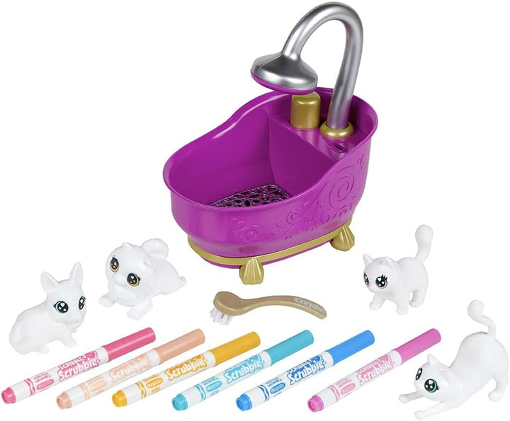 Scribble Scrubbies Tub Set (4 Pets), Washable Pet Care Toy, Coloring Animal Craft, Toys for Girls & Boys, Gifts for Kids, Ages 3+