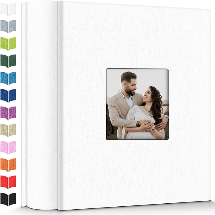 Photo Album 4X6 with 300 Pockets,Slip-In Picture Albums,Linen Cover Memory Book with Front Window,White Page Vertical Photo Book for Wedding,Family,Anniversare,Baby,Vacation