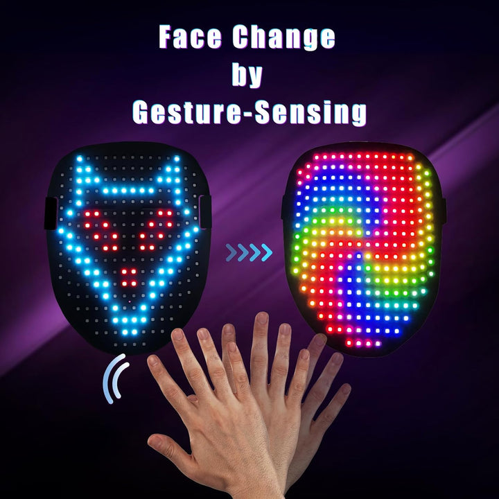 LED Mask Light up Mask with Gesture Sensing, Cool Face Transforming Mask, Perfect Gifts for Halloween Christmas Birthday Cosplay Party