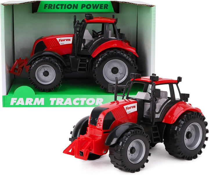 ⓡ Friction Powered Farm Tractor with Opening Bonnet - Available in Pink, Blue, Red & Green (RED)