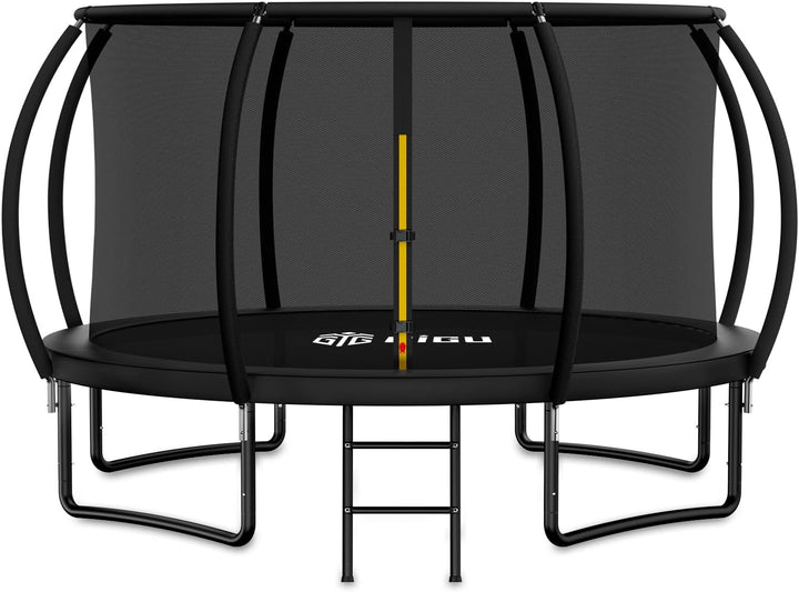10FT 12FT 14FT Recreational Trampolines with Enclosure Net and Ladder and Anti-Rust Coating, ASTM Approved Trampoline Outdoor for Kids and Adults Outdoor Yard Trampolines