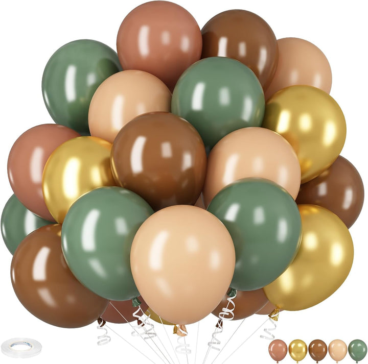 Dusty Blue and Gold Balloons, 60 PCS 12 Inch Slate Fog Pastel Baby Blue Sand White and Gold Balloons for Baby Boy Shower Bridal Shower Birthday Wedding Party Decorations