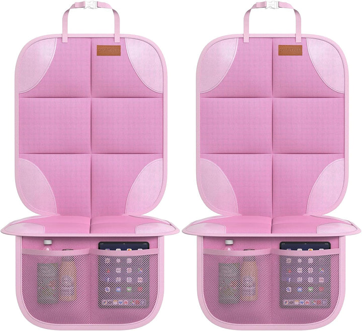 Car Seat Protector, 2Pack Seat Protector Protect Child Seats with Thickest Padding and Non-Slip Backing Mesh Pockets for Baby and Pet,Sedan SUV Truck (Black)