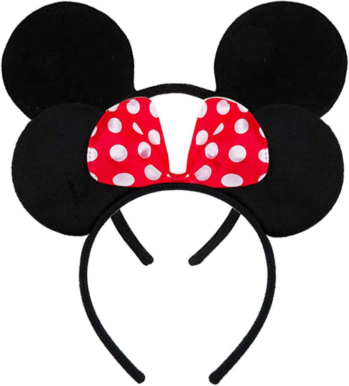 Mouse Ears, Sequin Mouse Ears Headband for Girls Women Halloween Birthday Party (Orange Bow)