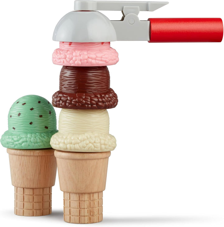 Scoop and Stack Ice Cream Cone Magnetic Pretend Play Set, Multicolor - FSC Certified