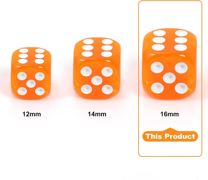 100Pcs Colored Dice Set Standard 16Mm Game Dice Bulk with a Black Drawstring Storage Bag, for Learning, Classroom (Colored)