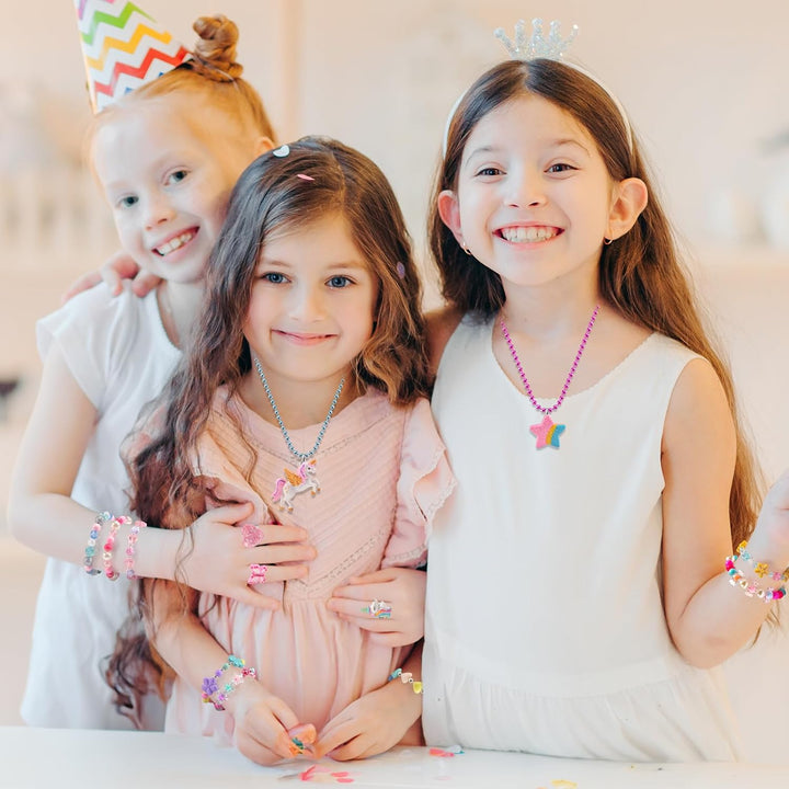 Kids Jewelry for Girls 4-6, Little Girls Play Jewelry Set for Toddlers Age 3-5 6-8, Childrens Princess Costume Dress up Necklace Bracelets Rings, Unicorn Birthday Gifts for 3 4 5 7 6 8 Year Old