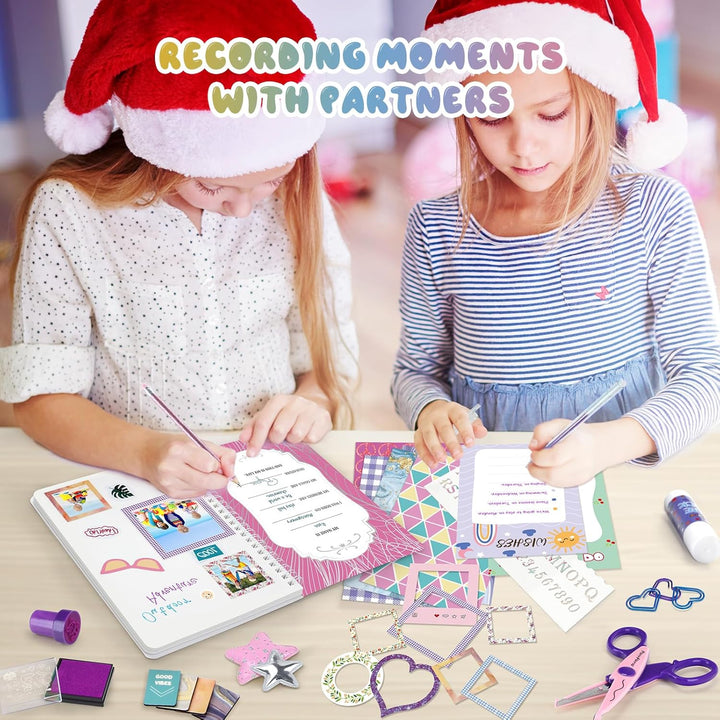 2-Pack DIY Journal Kit for Girls - 200+Pcs Journal Set for Tween & Teen Girls, Journaling Art & Crafts Kits, Ideal Gifts for 8 9 10 11 12 13 14 Year Old Girl, Scrapbook & Diary Supplies Set