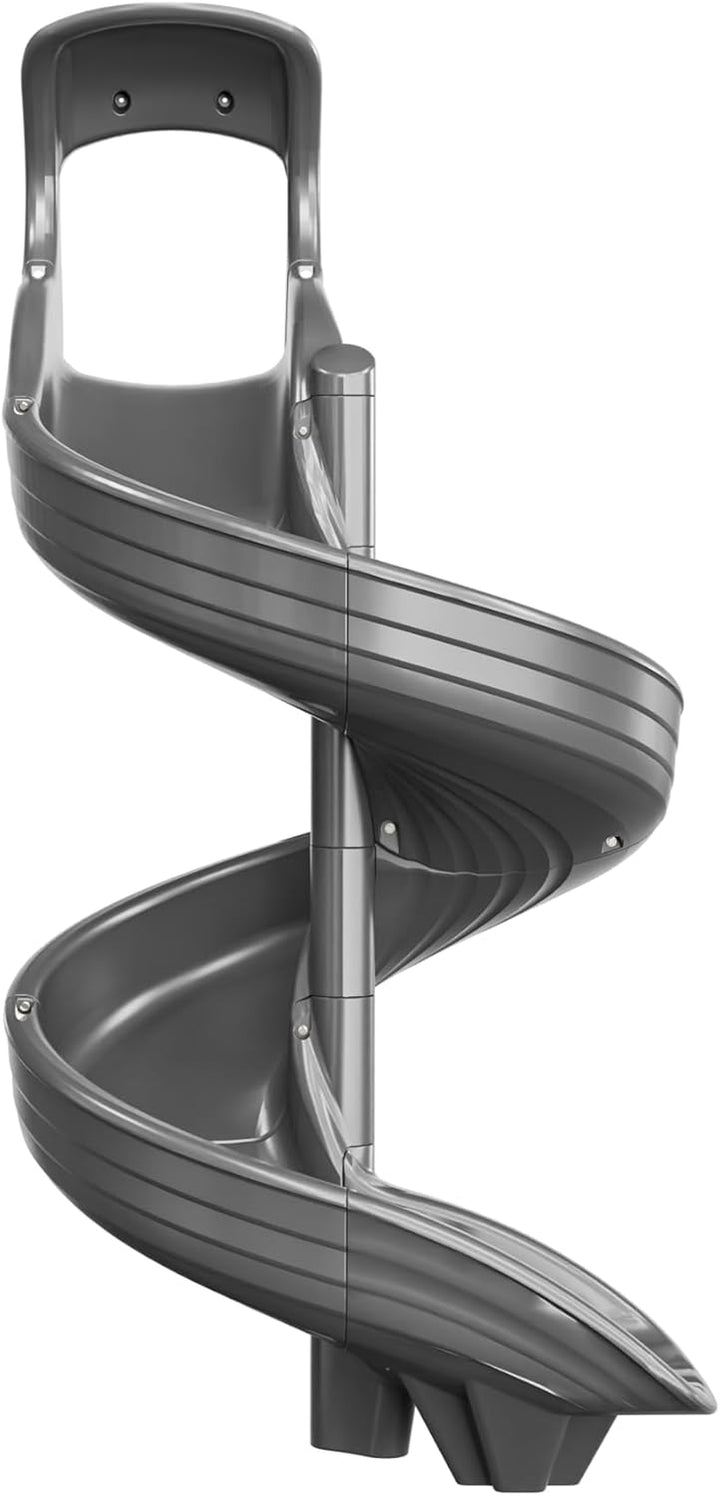 Playground Slide for Kids - Big Spiral Outdoor Slide Attachment for Treehouse or Deck - Plastic Playset Slide for Playground or Backyard with Open Twisty Design - Exit Right - 5 Ft - Gray