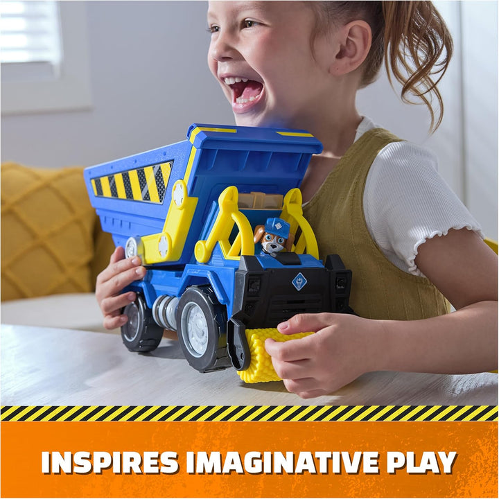 , Bark Yard Deluxe Dump Truck Construction Vehicle with Lights, Sounds & Wheeler Action Figure, Kids Toys for Boys & Girls Ages 3 and Up