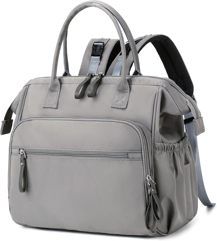 Convertible Diaper Bag Tote, Wide Open Top 14 Pockets Nappy Backpack with Stroller Buckle, Water-Resistant (Black)
