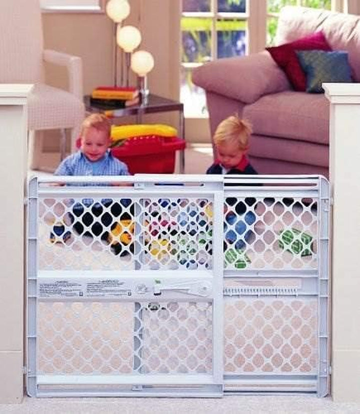 North States Universal Pet Gate: 26” - 42” Wide Dog Gate. Use as Pressure Mounted Gate or Swinging Door with Included Hardware. Dog Gates for Doorways, 26" Tall, Gray