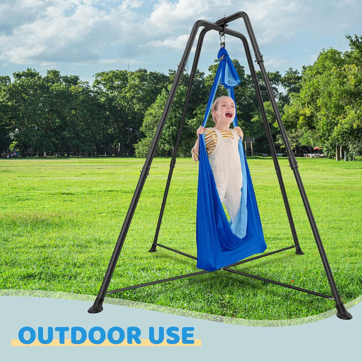 Swing Stand Frame with Sensory/Pod Chair, X-Shaped Swing Set, Metal Hammock Chair Stand for for Kids and Adults Indoor and Outdoor 330LBS