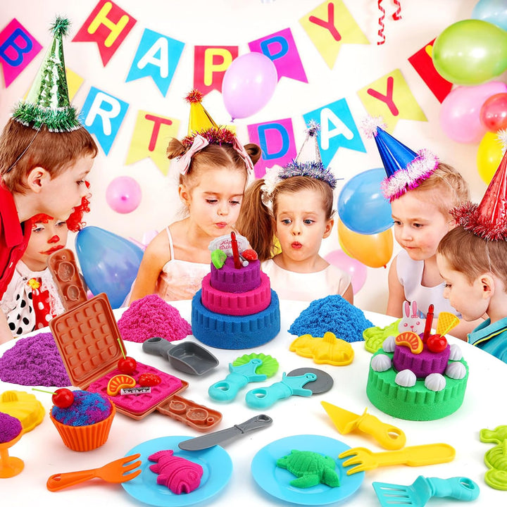Sensory Play Kit: Sand Art & Ice Cream Toy - 4Lbs Colorful Sand,Molds,Tools,Sandbox W/Lid - Fun Gift for Kids(3-8)