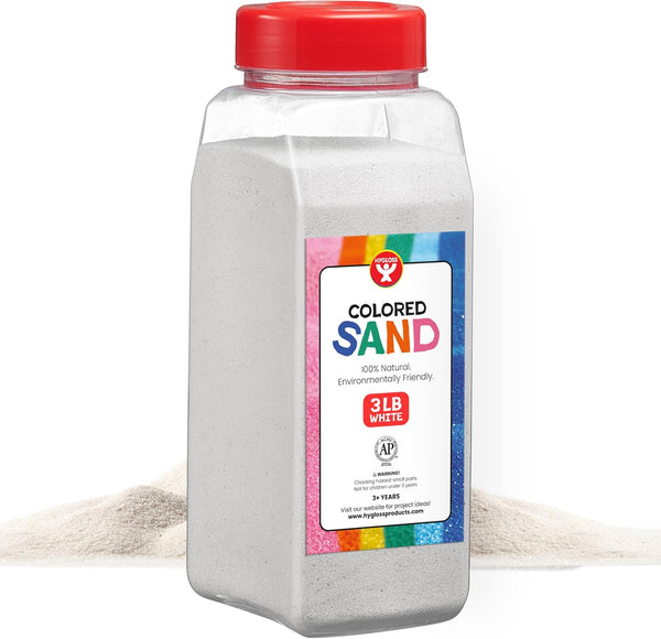 Colored Sand for Crafts – 3 Lb Bottle, White – Vibrant Colorful Fine Sensory Play Sand Art Kits for Kids – Classroom Activities for Children 3 4 5 6 7 8 9 10 11 12 – Safe for Ages 3+