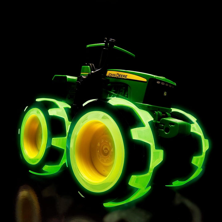 Monster Treads Lightning Wheels - John Deere Tractor - Motion Activated Light up Monster Truck Toy - John Deere Tractor Toys with Monster Truck Tires - Ages 3 Years and Up