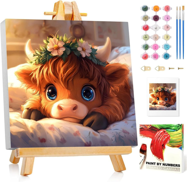 Paint by Numbers Kit for Kids with Frame, Sea Turtles Paint by Number with Frame, Paint by Number Kids Age 5-8-12 for Gifts and Home Decor (8X8Inch)