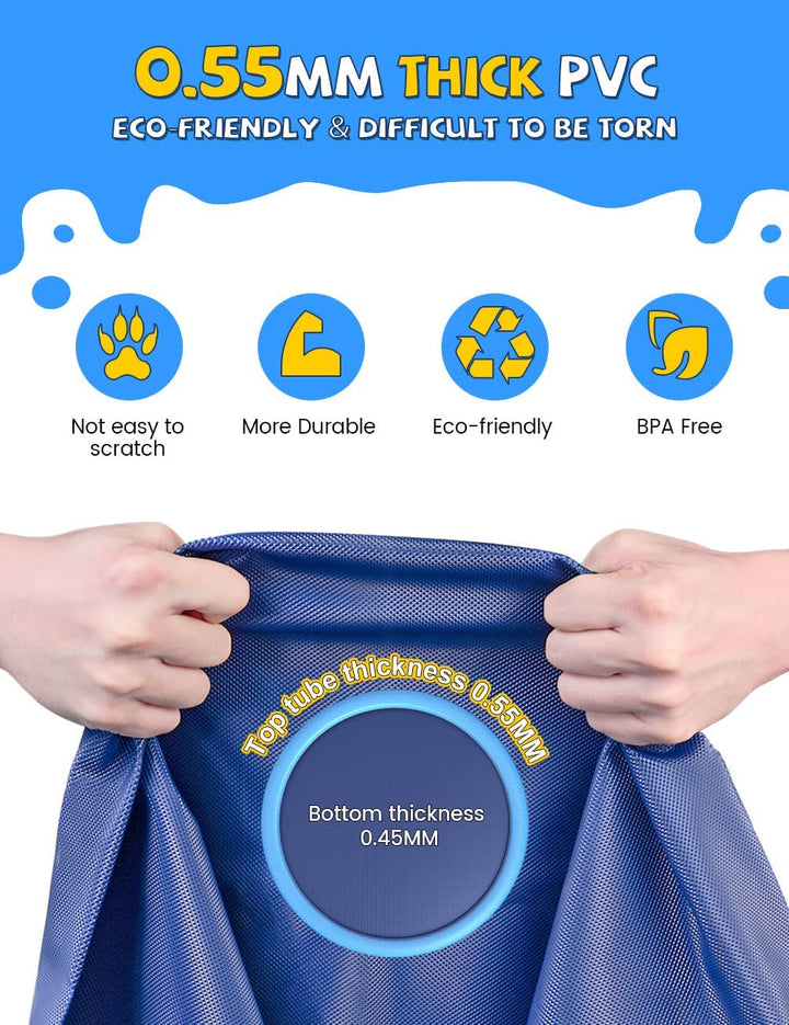 Non-Slip Splash Pad for Kids and Dog, Thicken Sprinkler Pool Summer Outdoor Water Toys - Fun Backyard Fountain Play Mat for Baby Girls Boys Children or Pet Dog (67 Inch, Blue&Blue)