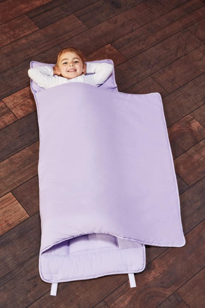 Toddler Nap Mat with Removable Pillow -Underwater Mermaids- Carry Handle with Fastening Straps Closure, Rollup Design, Soft Microfiber for Preschool, Daycare Sleeping Bag, Ages 2-6 Years