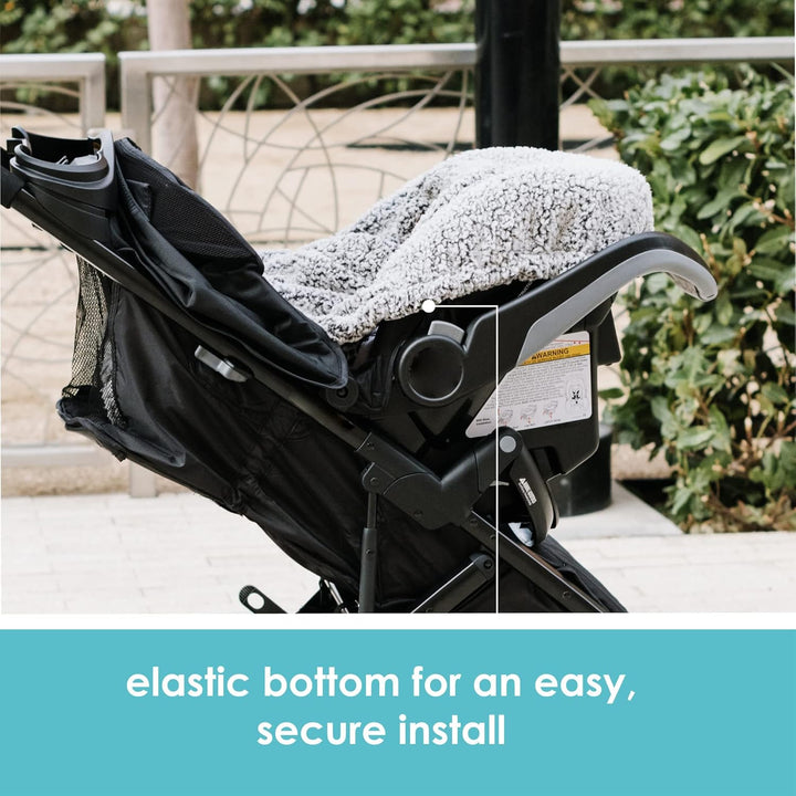 Winter Baby Car Seat Cover - Winter Car Seat Cover for Baby Seat or Stroller - Infant Car Seat Covers with Warm Sherpa Lining - Cuddly Gray