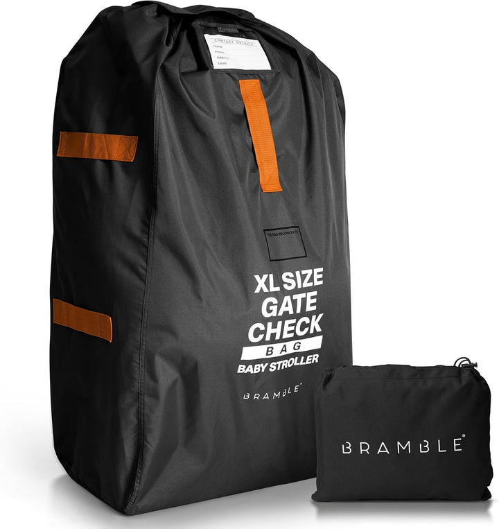 Extra Large Gate Check Stroller Bag for Airplane - Stroller Storage Bag (Black, 47", 600D Oxford Waterproof) - Double Stroller Travel Bag for Airplane, Baby Stroller Cover for Air Travel