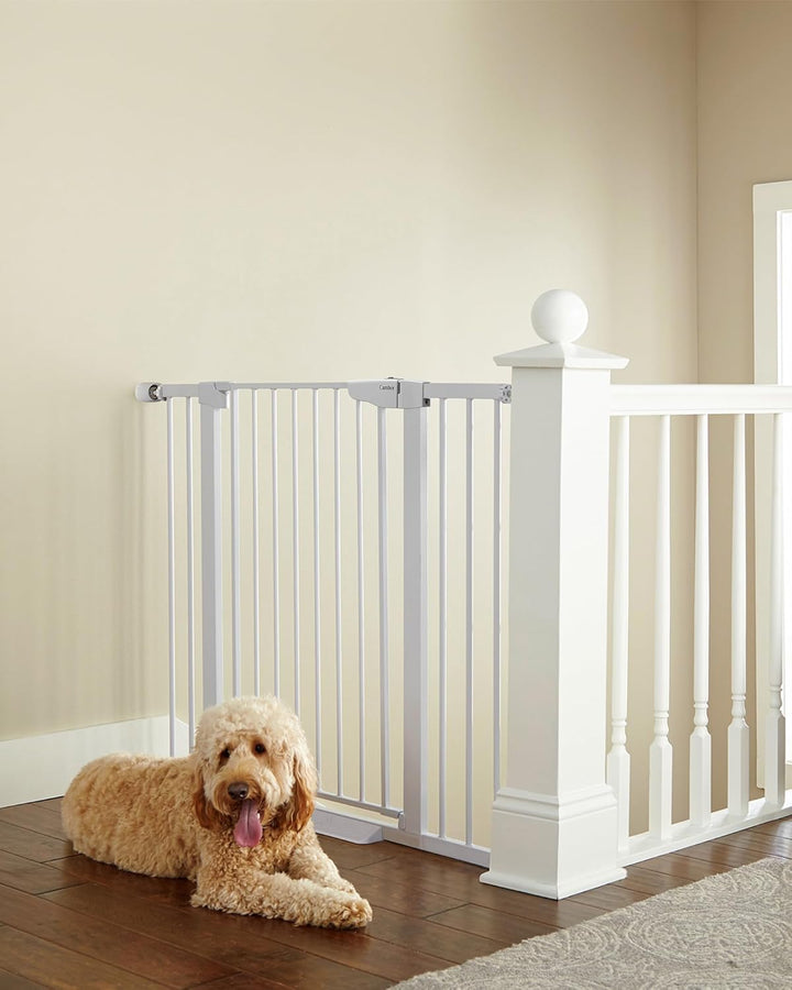 29.7-46" Baby Gate for Stairs, Toddler Safety Essentials for the House, Auto Close Dog Gate for Doorways, Mom'S Choice Awards Winner-Easy Install Pressure Mounted Pet Gates for Dogs, White