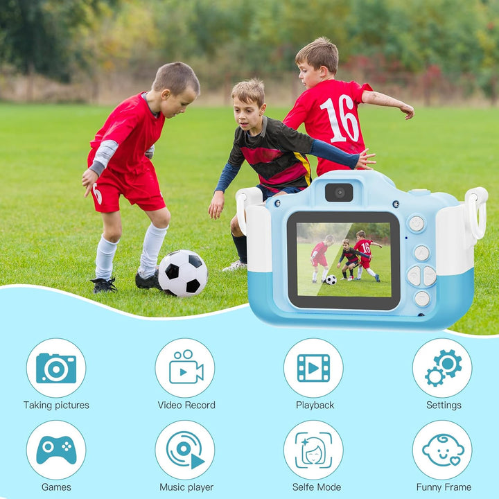 Kids Camera, Toy Camera, Toddler Camera, 1080P HD Selfie Digital Video Camera for Boys/Girls, Mini Toddler Camcorder with 32G SD Card, Ideal Christmas Birthday Gift for Childrens Age 3-9(Blue)…