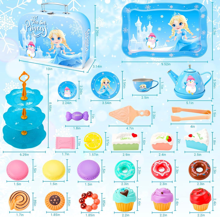 Tea Party Set for Little Girls Toys, Toys for Girls Gifts, Tea Sets for Toddlers 3-5, Pretend Play Kitchen Toy, Birthday Christmas Princess Gifts Toys for 3 4 5 6 7 8+ Year Old Girls