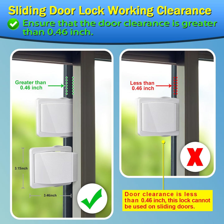 Sliding Door Lock, 2 Pack Child Safety Sliding Glass Door Lock for Sliding Glass Doors, Sliding Windows, Sliding Closet, Etc. Easy to Installation Provides More Security for Your Baby and Pets