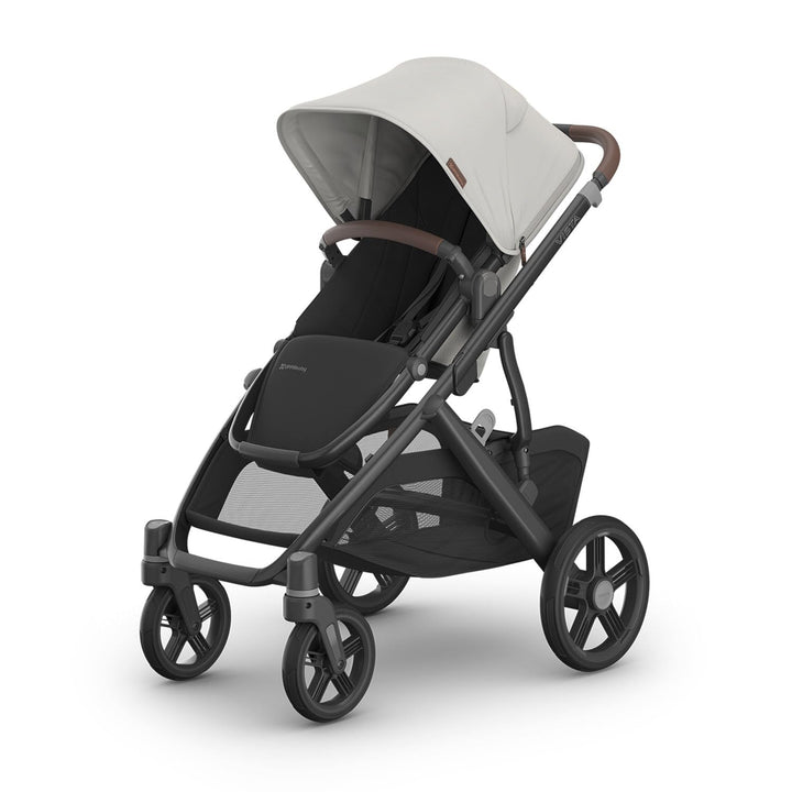 Vista V3 Stroller - Full-Size Single-To-Double Stroller System - Toddler Seat, Bug Shield, Rain Shield, and Storage Bag Included - Jake (Charcoal/Carbon Frame/Black Leather)