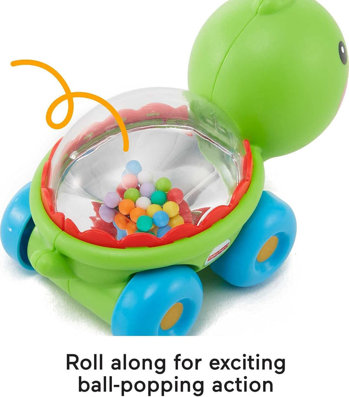 Baby Crawling Toy Poppity Pop Turtle Push-Along Vehicle with Ball Popping Sounds for Infants Ages 6+ Months​