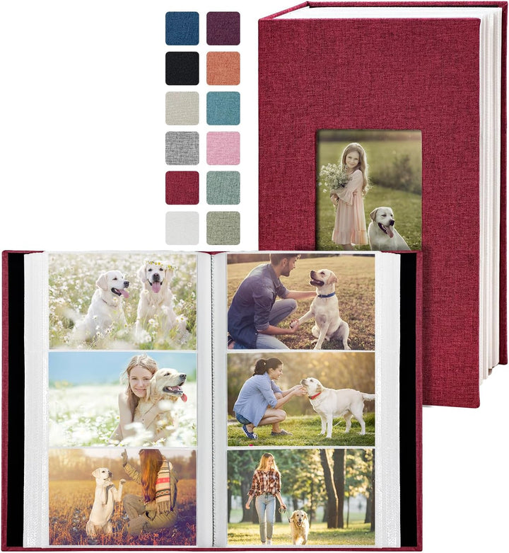 Photo Album 4X6 100 Pockets, Linen Cover Top Loader Vertical, Slip-In Picture Grey Pockets Albums for Wedding, Family, Anniversary, Baby, Vacation