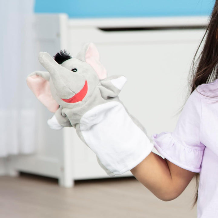 Safari Buddies Hand Puppets, Set of 6 (Elephant, Tiger, Parrot, Giraffe, Monkey, Zebra) Soft, Plush Animal Hand Puppets for Toddlers and Kids Ages 2+