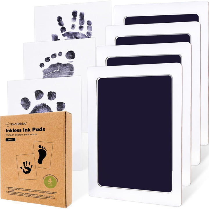 4-Pack Inkless Baby Hand and Footprint Kit - Mess Free Ink Pad for Newborn Keepsake, Dog Nose & Paw Print Kit, Clean Touch Ink Pad for Baby Hand & Footprints, Ideal New Mom Gifts (Jet Black)