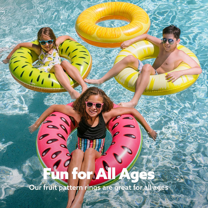 4 Pack Inflatable Pool Floats, Pool Tube Rings, Swim Tubes, Floaties Toys, Beach Swimming Party Toys for Kids and Adults