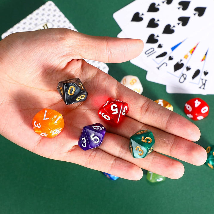 50 Pieces Polyhedral Dice Sets with Black Pouch Compatible with RPG MTG Tabletop Role Playing Table Games Multi Colored Assortment (10 Sided Style)