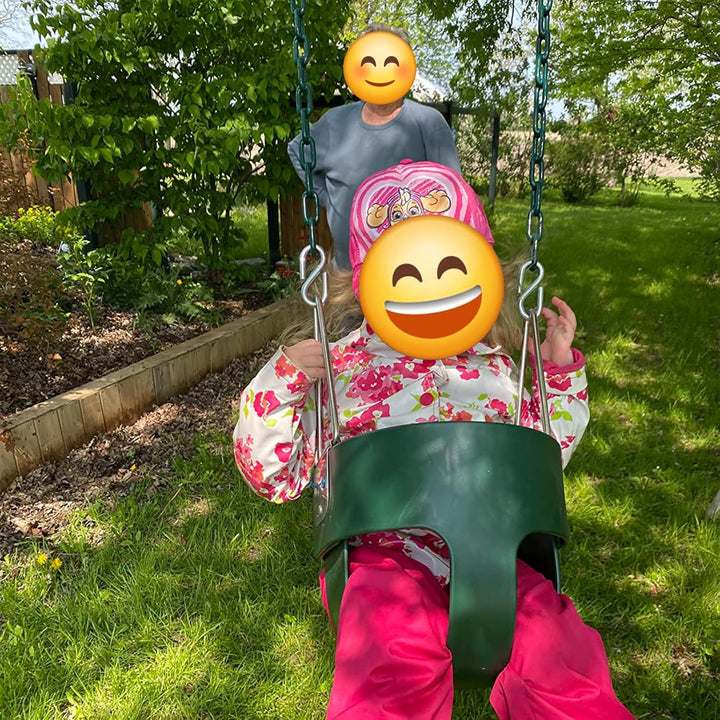 Toddler Swing, 59" Coated Heavy-Duty Iron Chains Baby Swing Outdoor, High Back Full Bucket Infant Swing Seat with Tree Straps for Swing Sets Backyard Outdoor Indoor (Green)