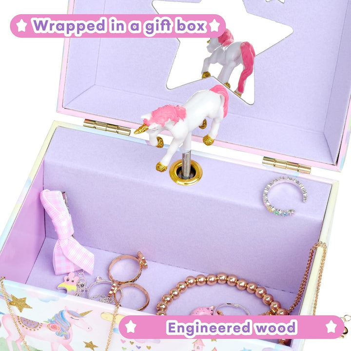 Jewelry Box for Girls - Girls Bedroom Accessories, Musical Jewelry Boxes with Spinning Unicorn Doll, Beautiful Dreamer Tune - Perfect Unicorn Birthday Gift for Kids 3 and Up