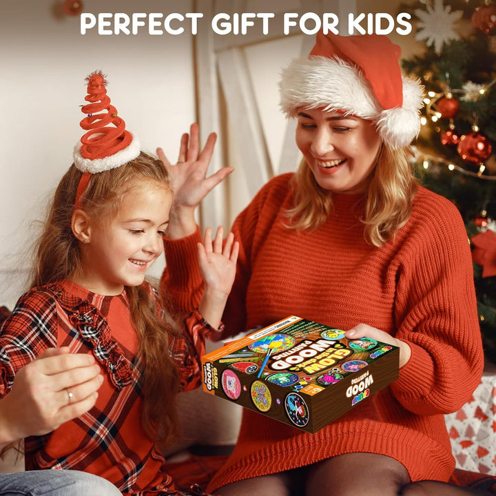 Wooden Painting Kit for Kids - Glow in the Dark Arts and Crafts Supplies Kits for Boys Girls - Kids Activities Creative Art Set Birthday Gifts DIY Paint Toys for Ages 6 7 8 9 10 11 12 Years Old