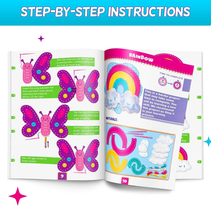 Magical Unicorn Sewing Kit for Girls 7+ - Create 5 Adorable Felt Animals & a Cozy Pillow - Fun, Easy, and Educational DIY Craft