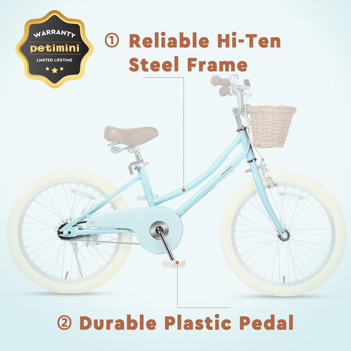 Girls Bike with Basket for 2-12 Years Old Kids, 12 14 16 18 20 Inch Bicycle with Bell Training Wheels, Multiple Colors